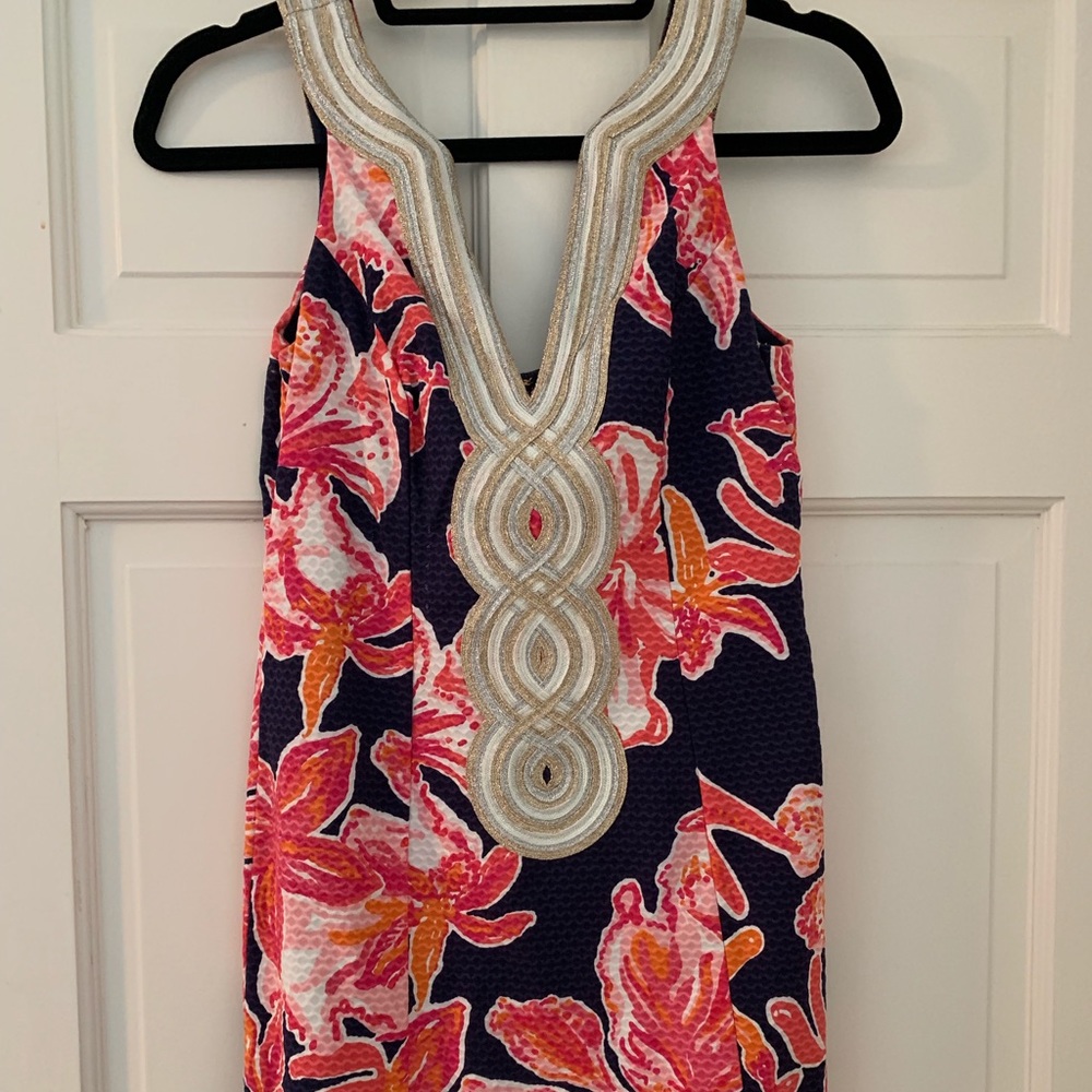 SZ 00 LILLY PULITZER NAVY FLORAL SHIFT DRESS